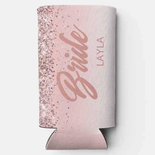 Bruid Roze Goud Glitter Script Persoonlijke Naam (Achterkant)