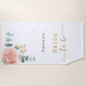 Bruid roze gouden bloemige eucalyptus vrijgezellen strandlaken (Voorkant)