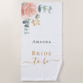 Bruid roze gouden bloemige eucalyptus vrijgezellen strandlaken (Voorkant)