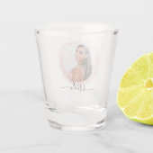 Bruid roze gouden foto glitters naam script shot glas (Achterkant)