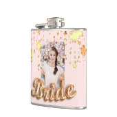 Bruid roze gouden sterren glinsteren glamour foto heupfles (Links)