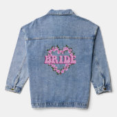 Bruid Roze Roos Hart Trouwdag Denim Jacket (Achterkant)
