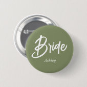 Bruid Sage Groene Trouwscript Ronde Button 5,7 Cm (Voorkant /achterkant)