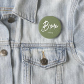 Bruid Sage Groene Trouwscript Ronde Button 5,7 Cm (In situ)
