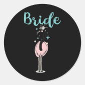 Bruid - Schattige Flamingo Bachelorette Bruidsfees Ronde Sticker (Voorkant)