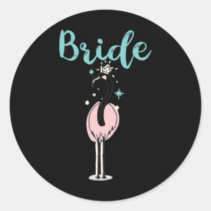 Bruid - Schattige Flamingo Bachelorette Bruidsfees Ronde Sticker