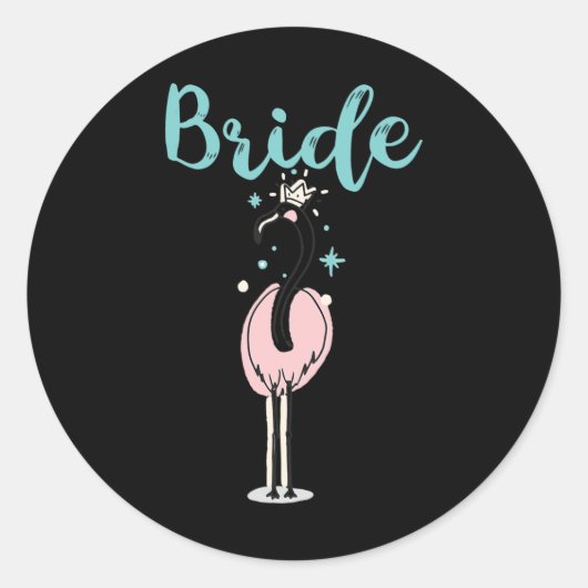 Bruid - Schattige Flamingo Bachelorette Bruidsfees Ronde Sticker (Voorkant)