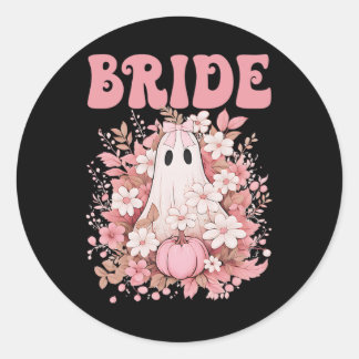 Bruid Schattigee Bloemen Ghost Boo Crew Halloween Ronde Sticker