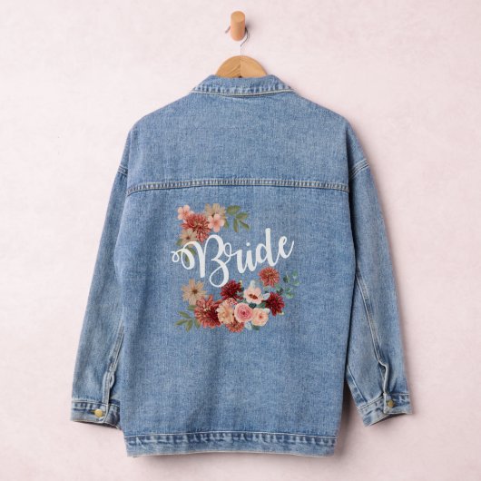Bruid script bloemrijke chic bloemen denim jacket (Hangar)