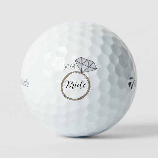 Bruid Script Huwelijksdatum Golfballen (Voorkant)