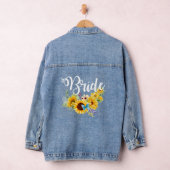 Bruid script zonnebloemen bruids- denim jacket (Hangar)