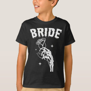Bruid skelet hand trouwen Halloween koppel match T-shirt