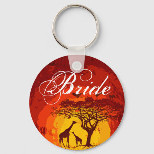 Bruid Sleutelhanger African Safari Giraffe Sunse
