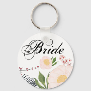 Bruid Sleutelhanger Witte Bloemen op Wit