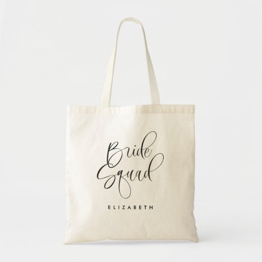 bruid squad bruidsmeisje kalligrafie bruiloft tote bag (Voorkant)