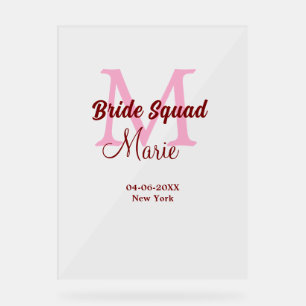 Bruid squad naam toevoegen monogram bruidsmeisje r acryl bord