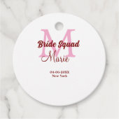 Bruid squad naam toevoegen monogram bruidsmeisje r bedankjes labels (Voorkant)