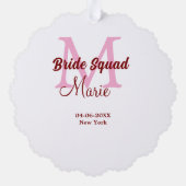 Bruid squad naam toevoegen monogram bruidsmeisje r ornament kaart (Achterkant)