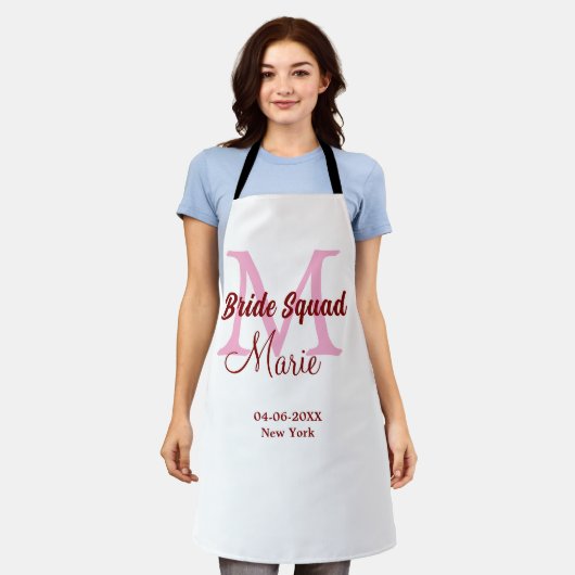 Bruid squad naam toevoegen monogram bruidsmeisje r schort (Gedragen)