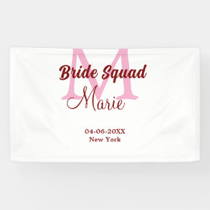 Bruid squad naam toevoegen monogram bruidsmeisje r spandoek