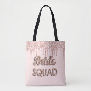 Bruid squad roze goud roze glitters vrijgezellenfe draagtas
