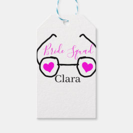 Bruid squad roze zwarte Googles hart bruidsmeisje Cadeaulabel