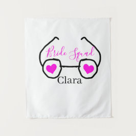 Bruid squad roze zwarte Googles hart bruidsmeisje Wandkleed