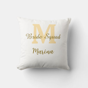 Bruid squadre monogram gouden bruiloft eenvoudig kussen