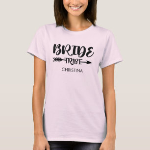Bruid stam aangepaste bruidsmeisje naam roze t-shirt