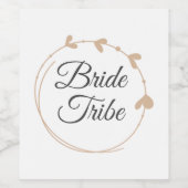 Bruid stam beige eenvoudige hart krans wijn etiket (Enkel label)