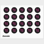 Bruid Stam Bruidsfeest Hete Roze Zwart Ronde Sticker (Vel)