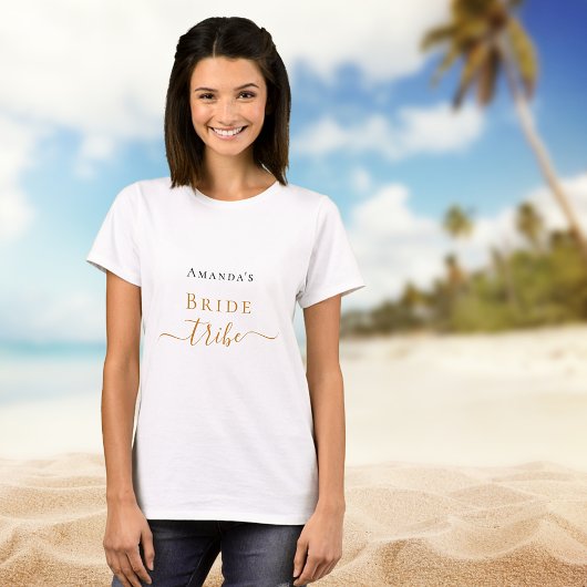 Bruid stam bruidsfeest script zwart goud t-shirt