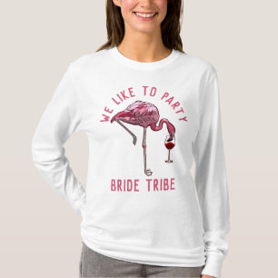 Bruid Stam Feestvierend Flamingo Meisjesuitje T-shirt