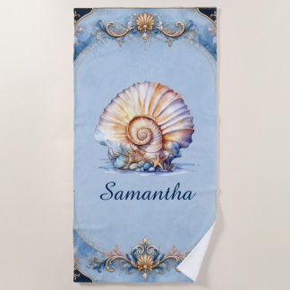 Bruid stam geschenken zeeschelp blauw strand strandlaken