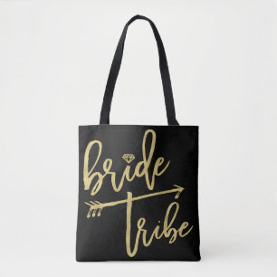 Bruid stam gouden diamanten bruiloftsfeest tote ta draagtas