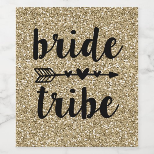 Bruid stam Gouden glitter wijn fles label Wijn Etiket (Enkel label)