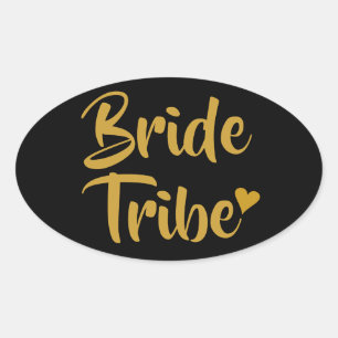 Bruid Stam Gouden Hart Ovale Sticker