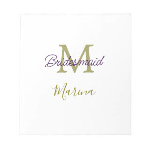 Bruid stam monogram bruiloft eenvoudig goud p notitieblok