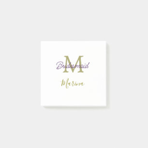 Bruid stam monogram bruiloft eenvoudig goud post-it® notes