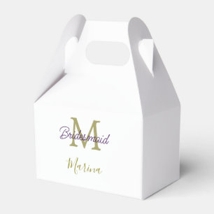 Bruid stam monogram bruiloft eenvoudig goudkleurig bedankdoosjes