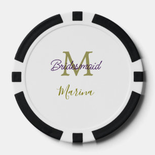 Bruid stam monogram bruiloft eenvoudig goudkleurig poker chips