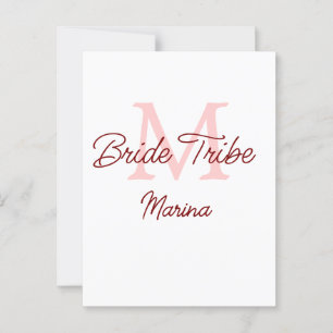 Bruid stam monogram rood bruiloft bruidsshower een briefkaart