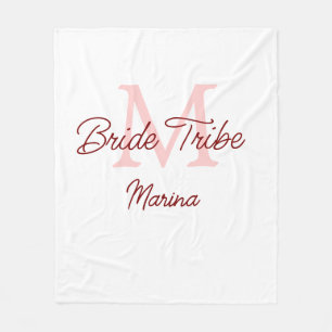 Bruid stam monogram rood bruiloft bruidsshower een fleece deken