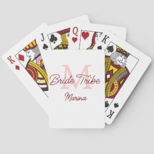 Bruid stam monogram rood bruiloft eenvoudig mini pokerkaarten