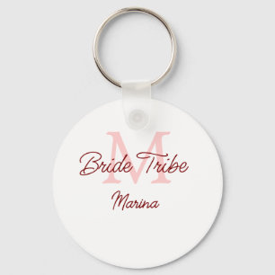 Bruid stam monogram roze bruiloft bruidsshower een sleutelhanger