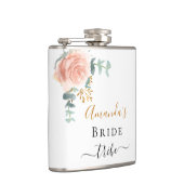 Bruid stam roze bloemige eucalyptus vrijgezellenfe heupfles (Rechts)