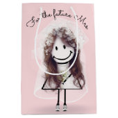 Bruid Stick Meisje met Bruidsboeket Medium Cadeauzakje (Voorkant)