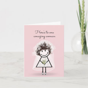 Bruid Stick Meisje met Sneakers en Madeliefjes  Kaart