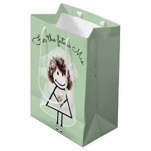 Bruid Stickfiguur in kanten jurk en sneakers Medium Cadeauzakje
