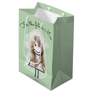 Bruid Stickfiguur in kanten jurk en sneakers Medium Cadeauzakje